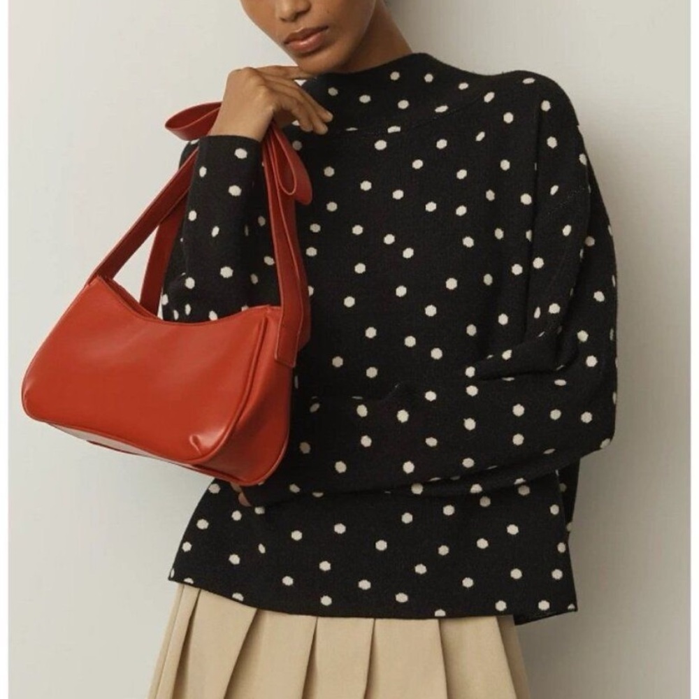 Maeve Black Polka Dot Cowl Neck Sweater